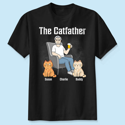 The Catfather Cat Dad Sitting On Chair Personalized Shirt
