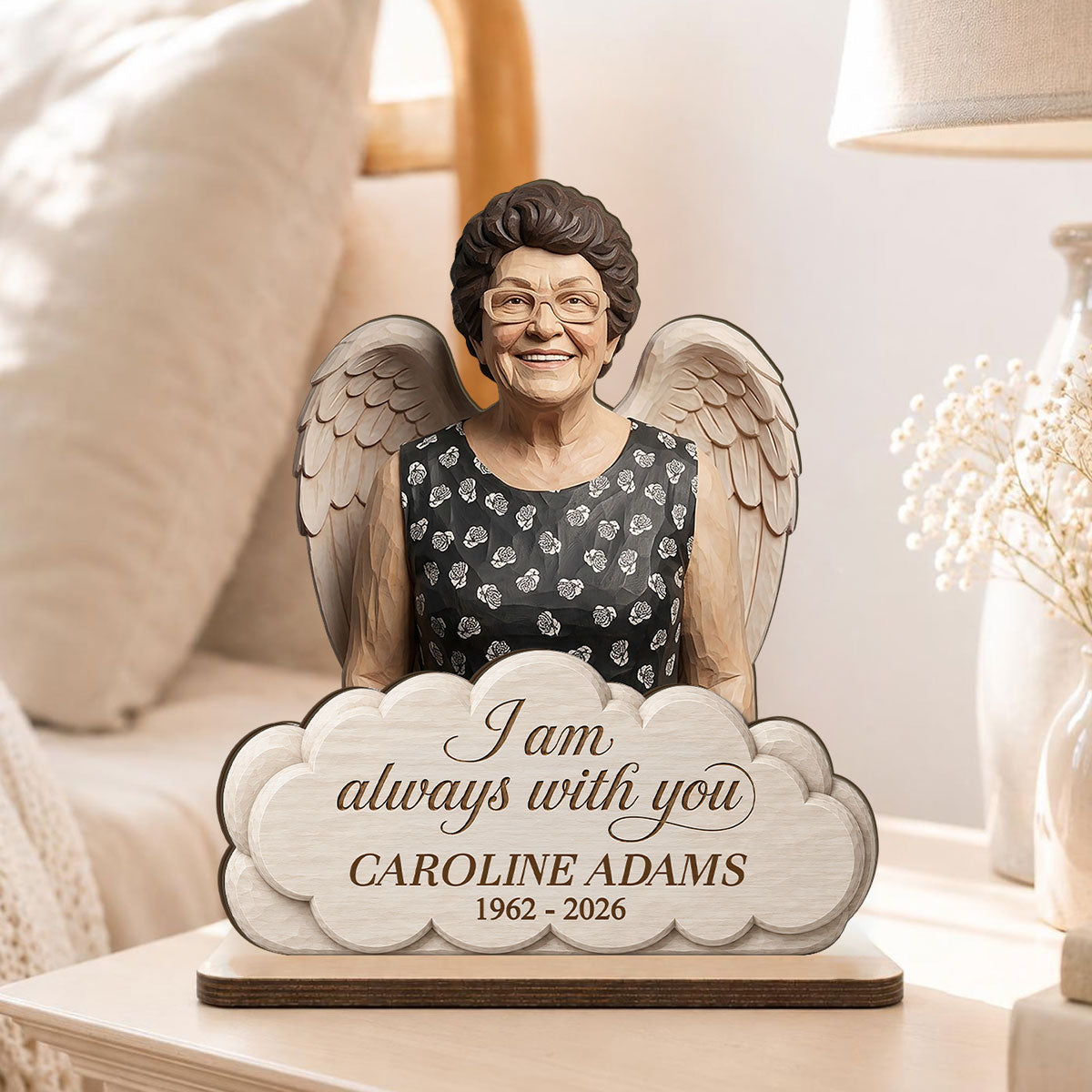 Always With You Custom Photo of Lost Loved One - Personalized 2-Layered Wooden Plaque - Memorial Gift, Sympathy Gift