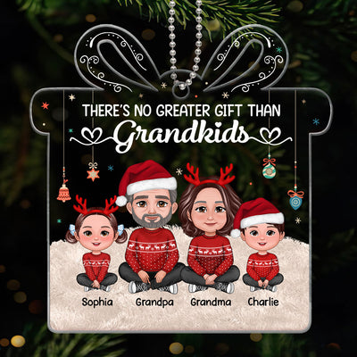 There‘s No Greater Gift Than Grandkids New Face Grandchildren Crossed Legs Sitting With Grandparents Personalized Gift Shaped Acrylic Ornament
