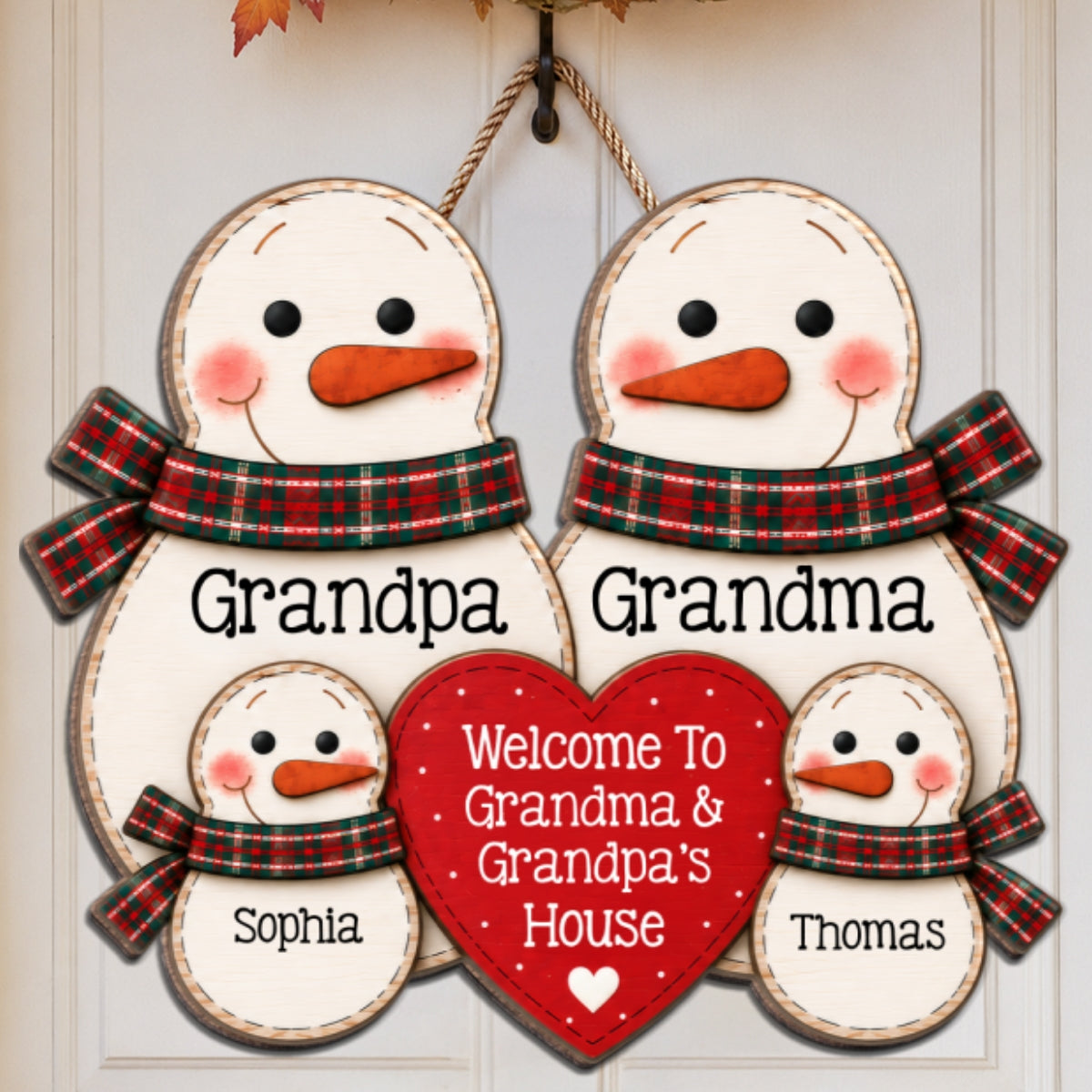 Welcome To Grandma & Grandpa’s House Cute Snowman 2D Flat - Personalized Wood Sign - Christmas Gift For Grandparents