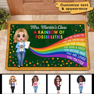 Teacher Classroom Rainbow Of Possibilities Back To School Personalized Doormat
