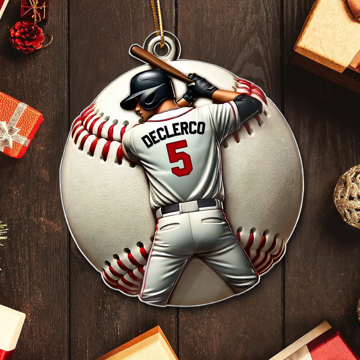 3D Effect Retro Vintage Baseball Player Personalized Acrylic Ornament, Christmas For Baseball Players, Baseball Fans