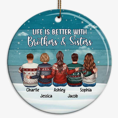 Blue Palette Sister Brother Siblings Personalized Circle Ornament