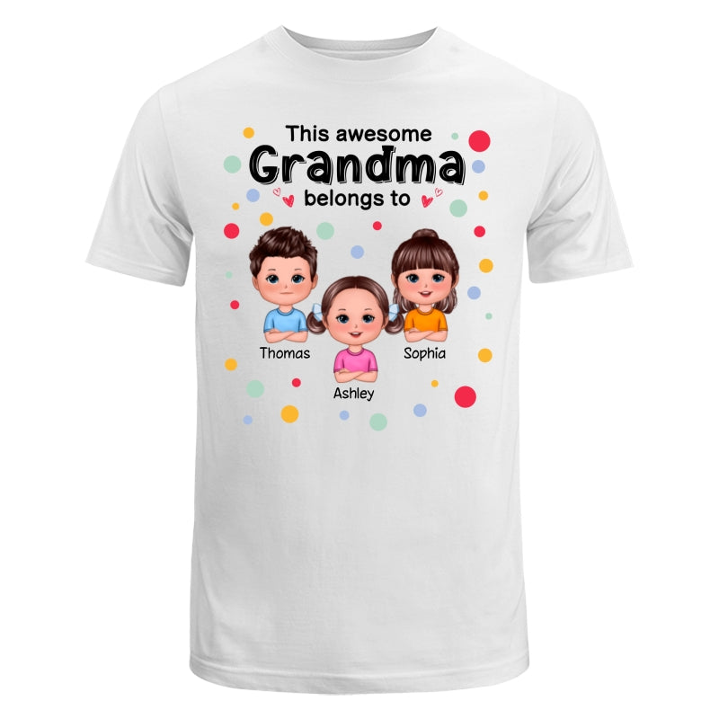 This Mom Grandma Dad Grandpa Belongs To Cute Doll Kids Colorful Dot Personalized Shirt