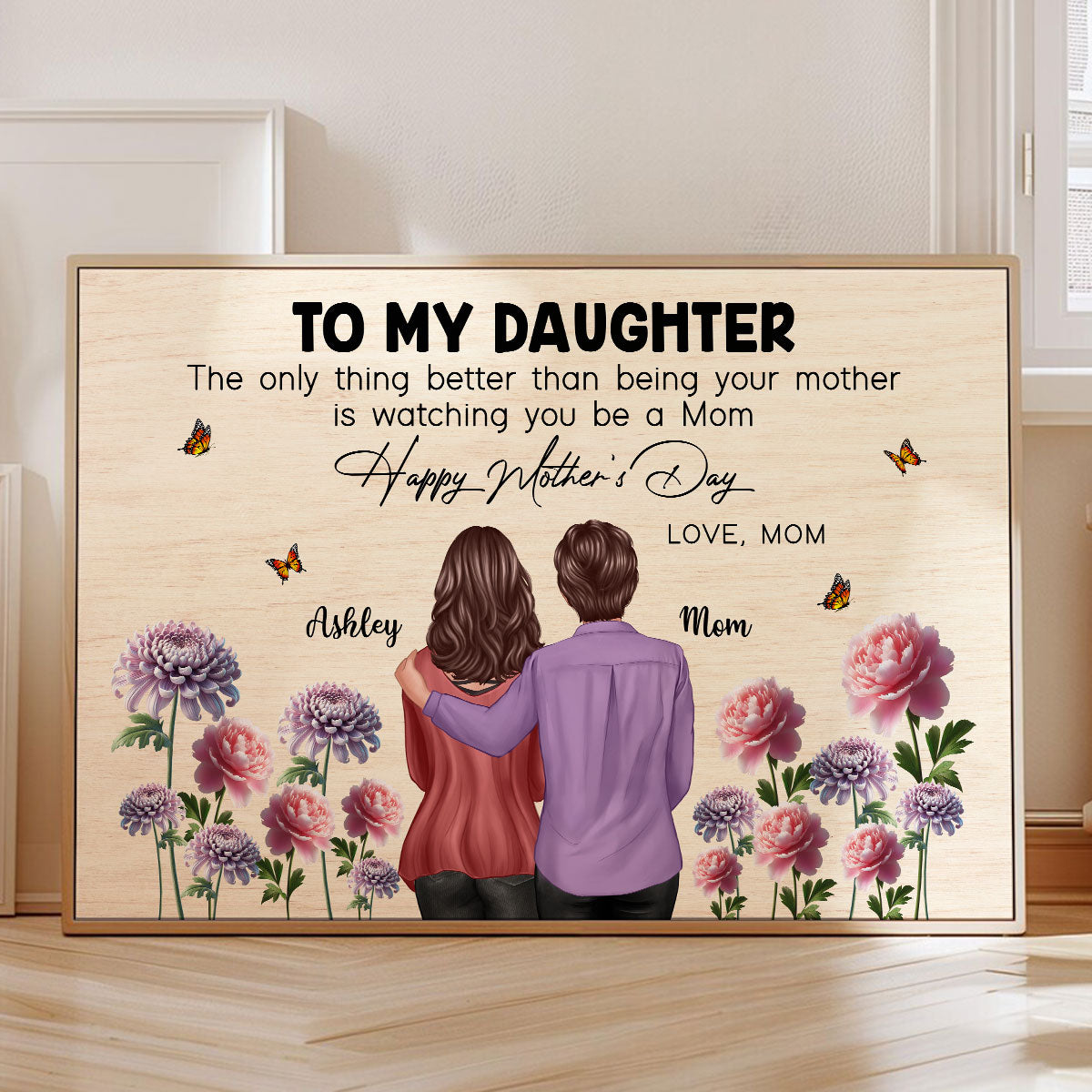 To My Daughter From Mom Happy Mother's Day Birth Flower Personalized Poster, Gift For Daughter