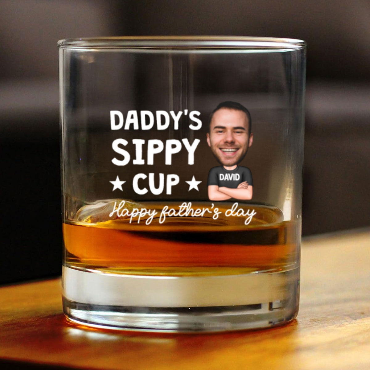Daddy's Sippy Cup Happy Father's Day Personalized Whiskey Glass, Gift For Dad