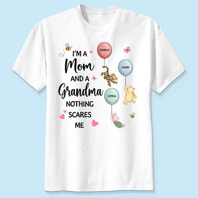 Nothing Scares Me I‘m A Mom And A Grandma Cute Characters Personalized Shirt