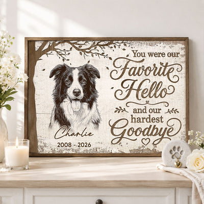 Under Tree Pet Dog Cat Memorial Custom Photo You Were Our Favorite Hello - Personalized Poster - Sympathy Gift, Remembrance Gift