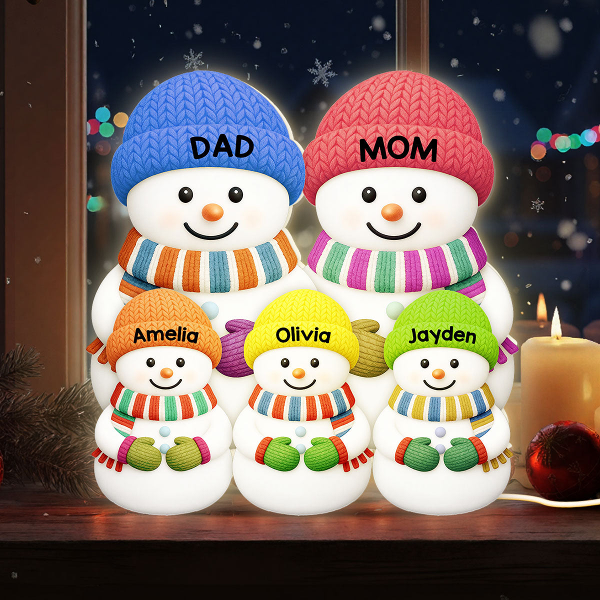 Christmas Cozy Vibe Family Dad Mom And Kids Snowman Together - Personalized Light Box - Christmas Decoration For Family