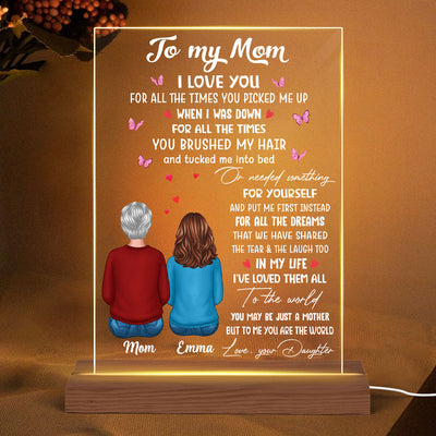 To My Mom From Daughter Mother‘s Day Personalized Rectangle Acrylic Plaque LED Night Light