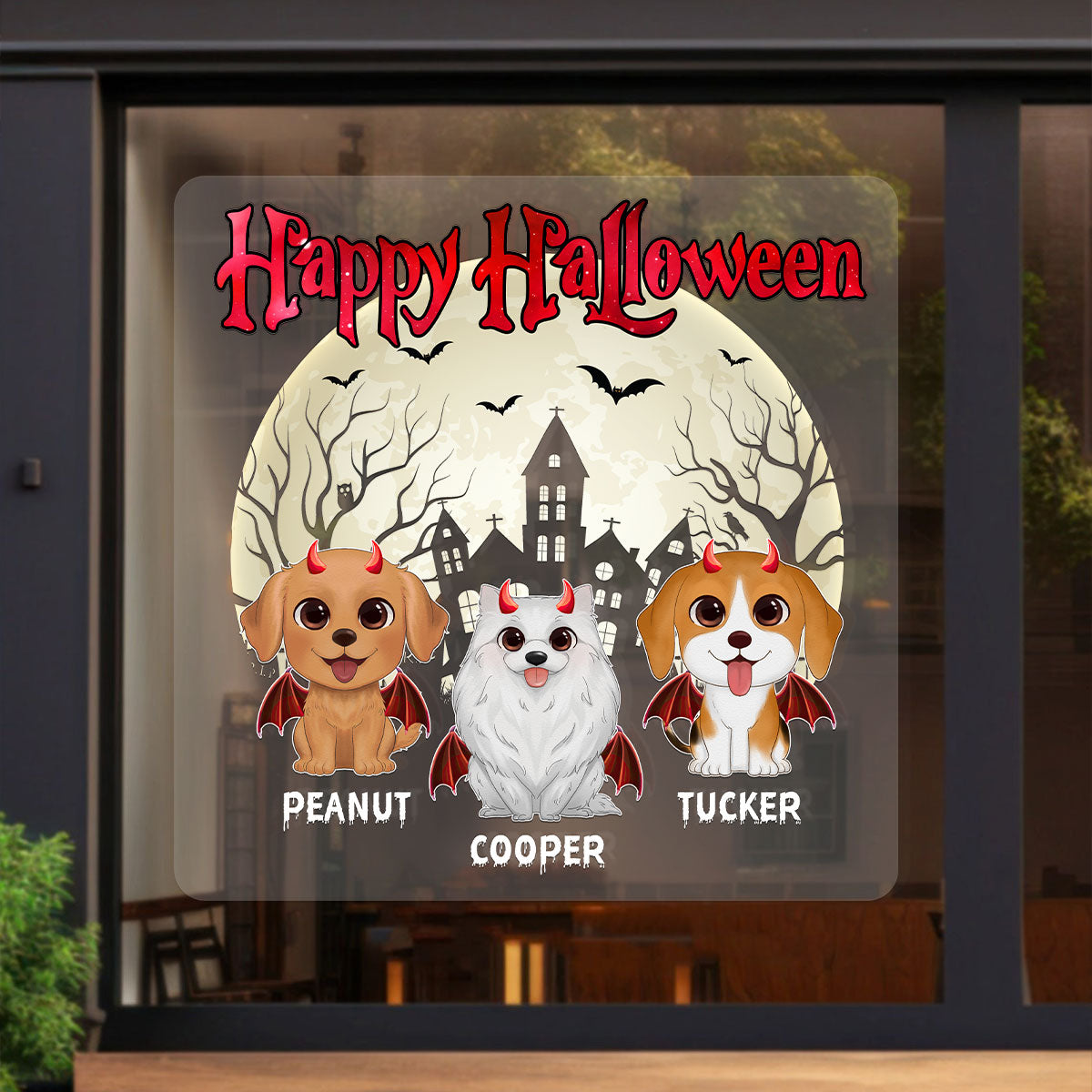 Happy Halloween Cute Dogs Personalized Decal, Halloween Decoration