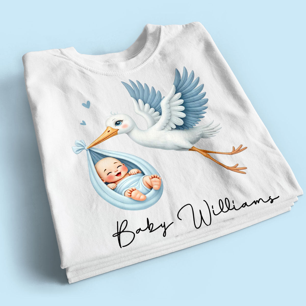 Cute Stork New Baby Personalized Shirt for New Mom, Pregnancy Announcement Gift for Her, Pregnancy Reveal Shirt