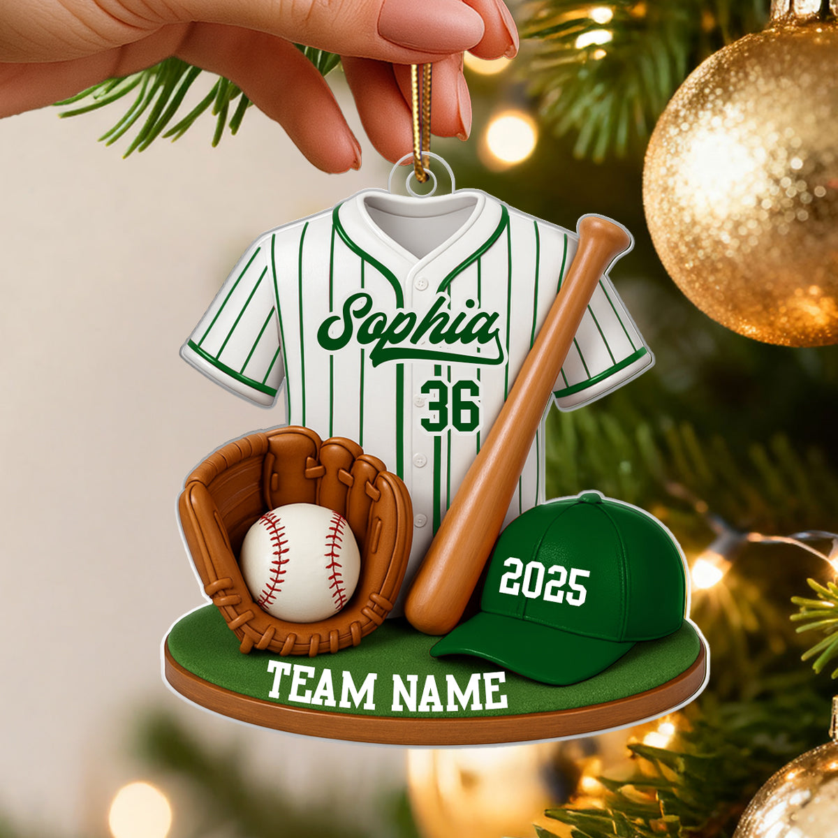 Baseball Softball Kit 3D Effect - Personalized Acrylic Ornament - Christmas Gift for Son, Daughter, Grandkids