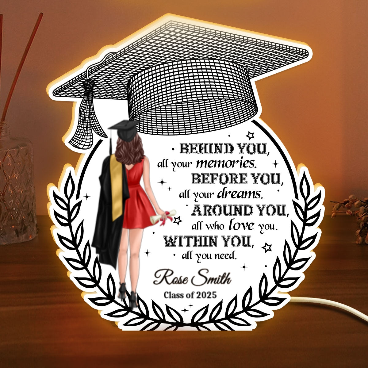 Behind You All Your Memories Graduation Gift Personalized Light Box