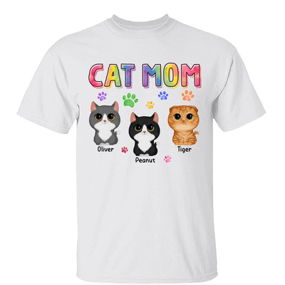 Colorful Paws Watercolor Cute Cats Cat Mom Personalized Shirt