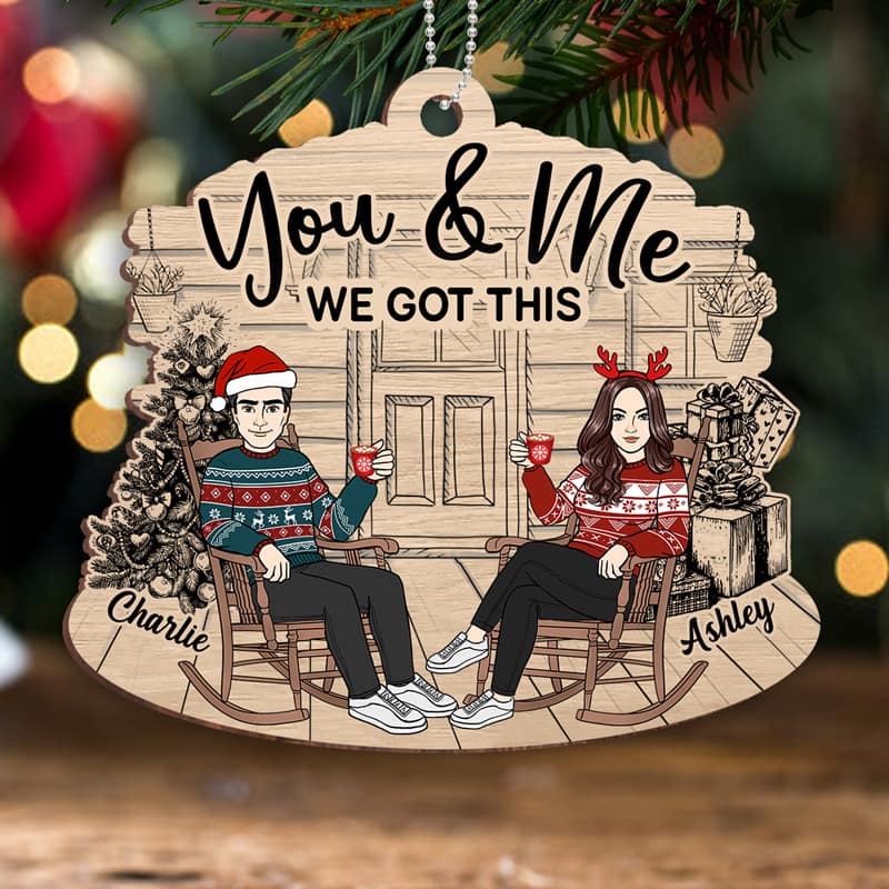 Couple Sitting We Got This Front Porch Personalized Wooden Ornament