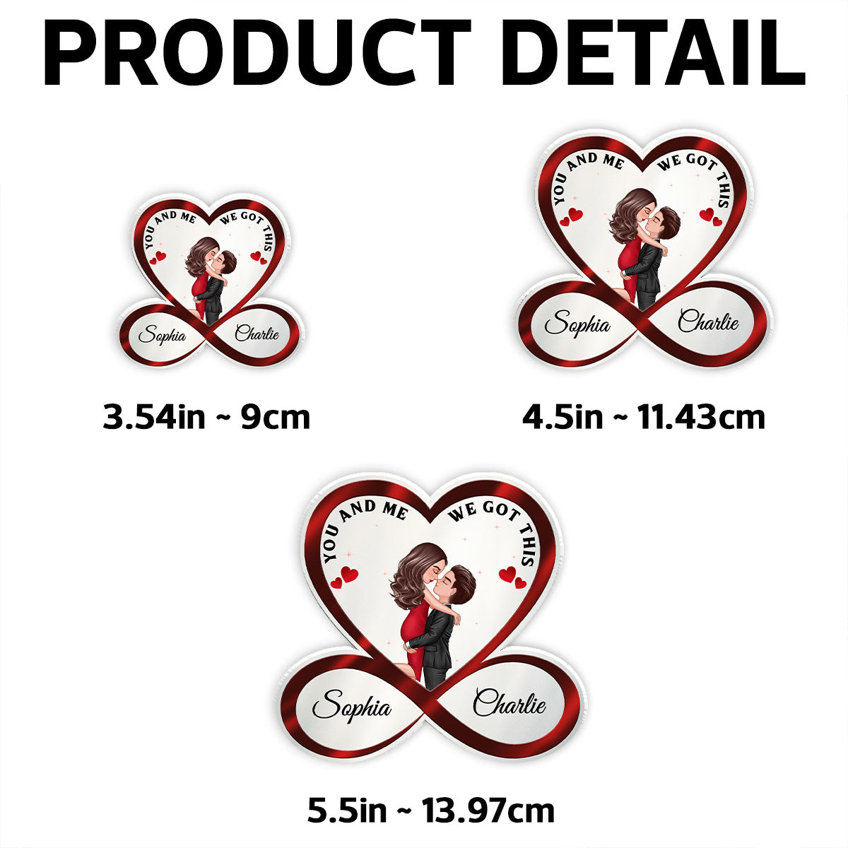 Infinity Heart Couple Hugging Kissing Valentine's Day, Anniversary Gift For Him Gift For Her Personalized Acrylic Fridge Magnet