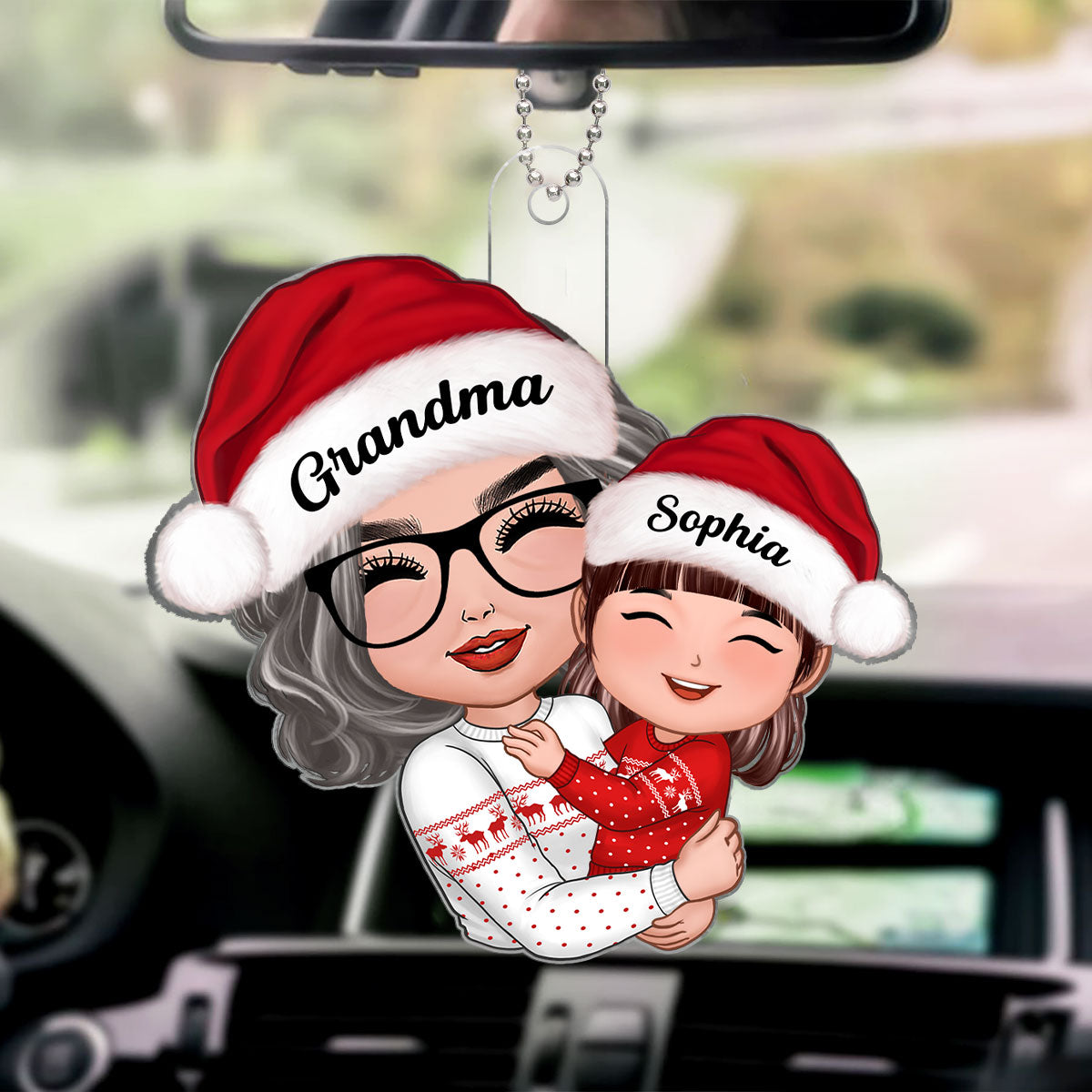 Doll Grandma Mom Hugging Kid Christmas Gift For Granddaughter Grandson Personalized Circle Ornament