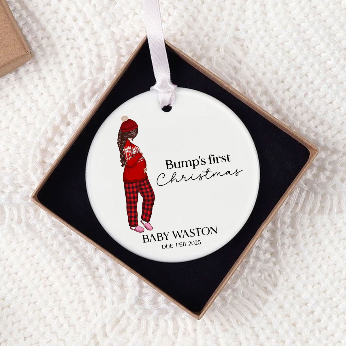 Pregnant Mom Baby Bump's First 2025 Ornament, - Personalized Ornament