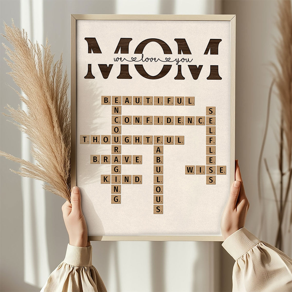 MOM Words Art Why We Love You Crossword Puzzle Create Your Own Unique Gift Personalized Poster, Mother‘s Day Gift