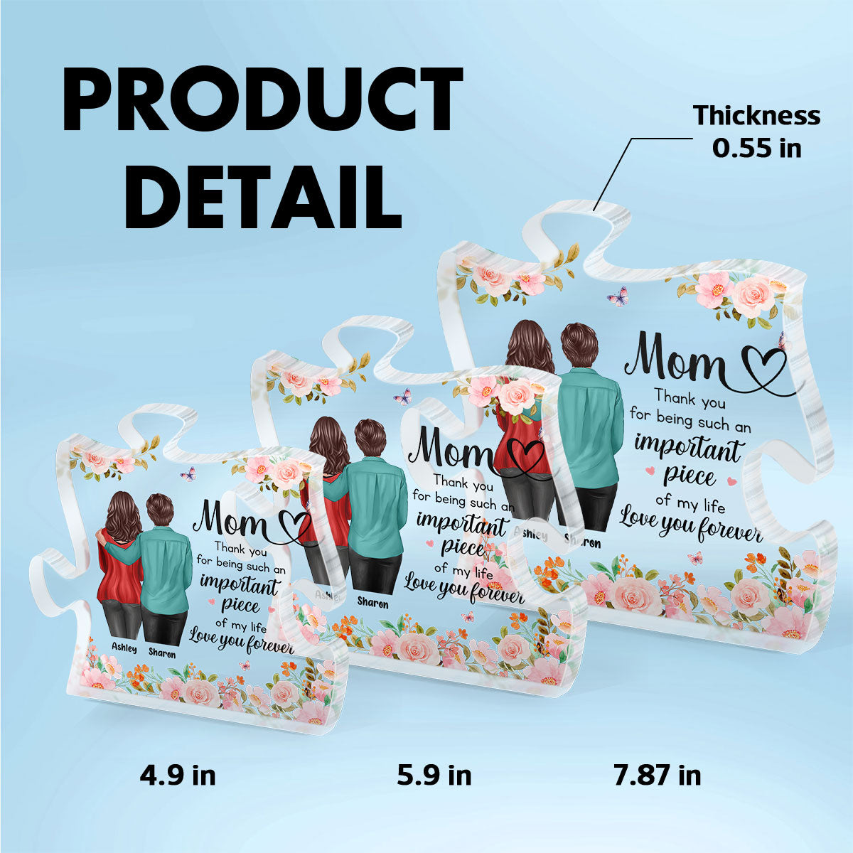 Mom You Are Important Piece Of My Life Personalized Acrylic Puzzle Block, Mother's Day gift for Moms