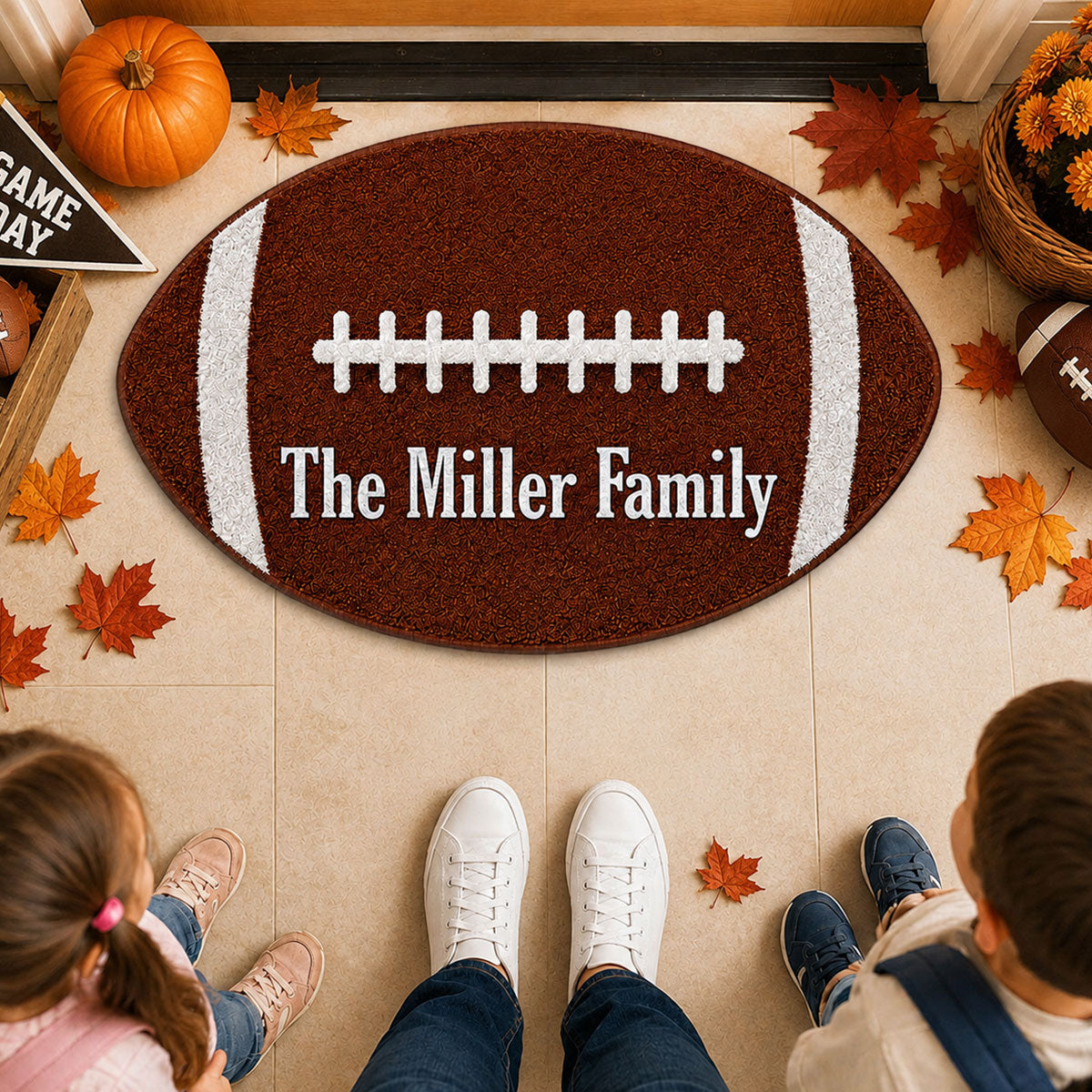 Trending Football Decor - Personalized Doormat - Fall Season Gift For Family, Boy, Girl