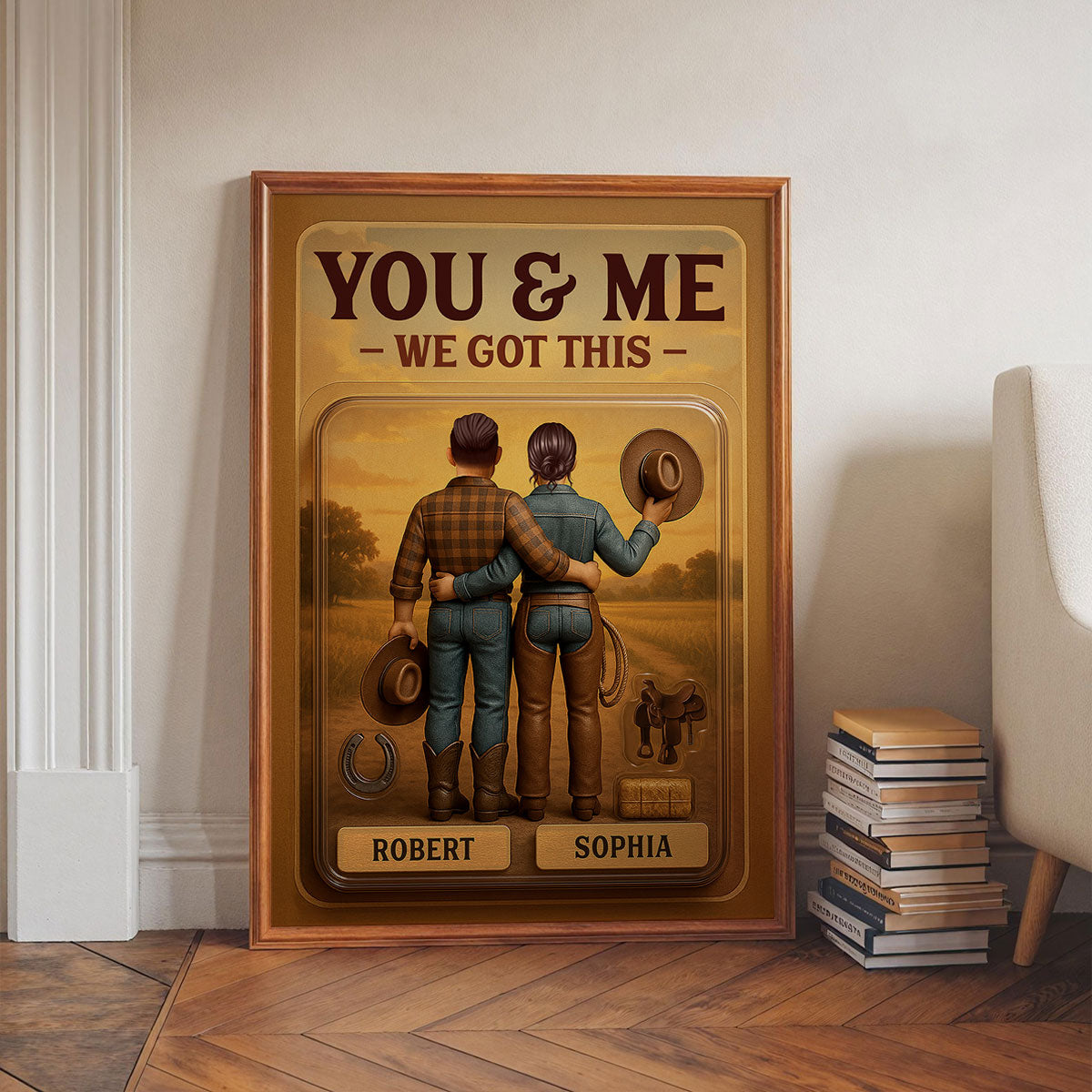 God Blessed The Broken Road 3D Effect Custom Figure Country Vibe Couple Personalized Poster