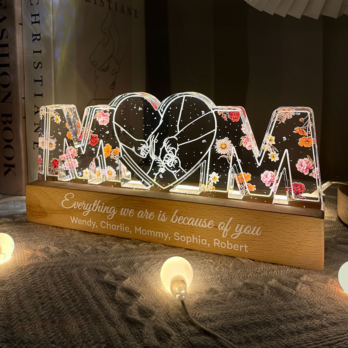 [EXCLUSIVE LIMITED EDITION] Mom Everything We Are Is Because Of You, Perfect Gift For Mom Personalized Acrylic Block LED Night Light