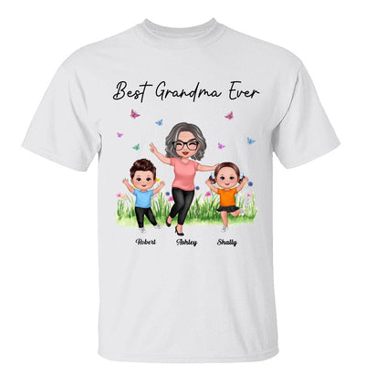 Happy Doll Grandma With Grandkids Best Grandma Ever Personalized Shirt