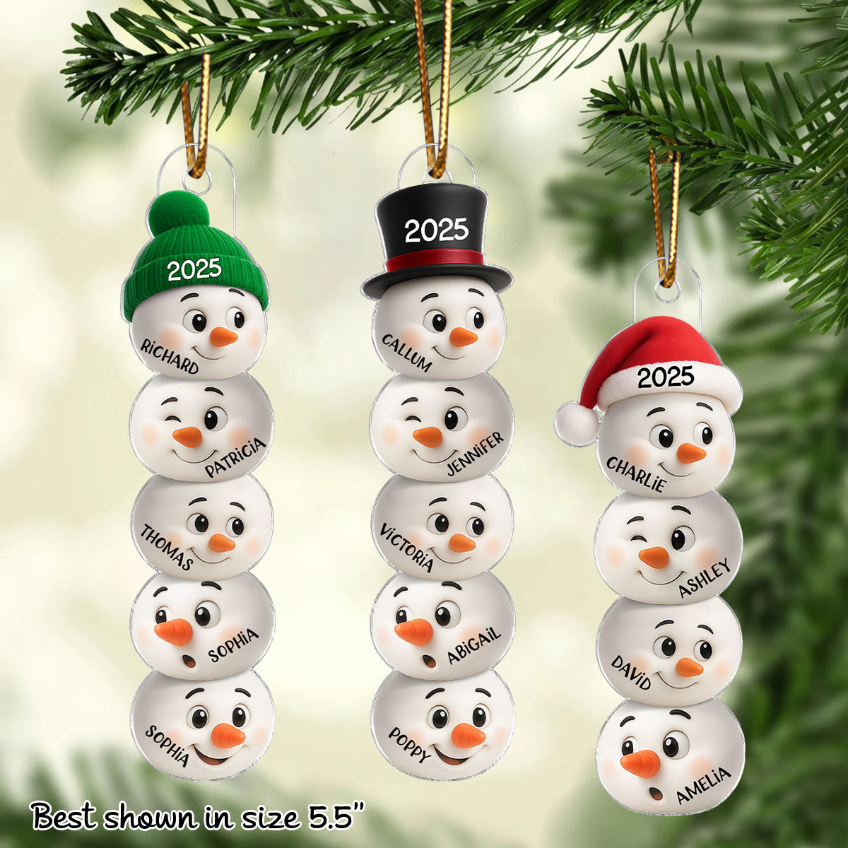 Christmas Family Snowman Funny Faces - Personalized Acrylic Ornament
