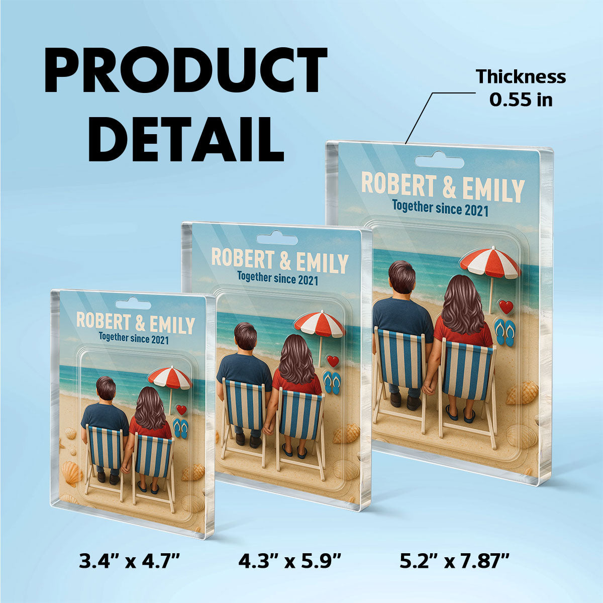 You & Me We Got This Couple At Beach Realistic Figures Style Personalized Acrylic Block Plaque