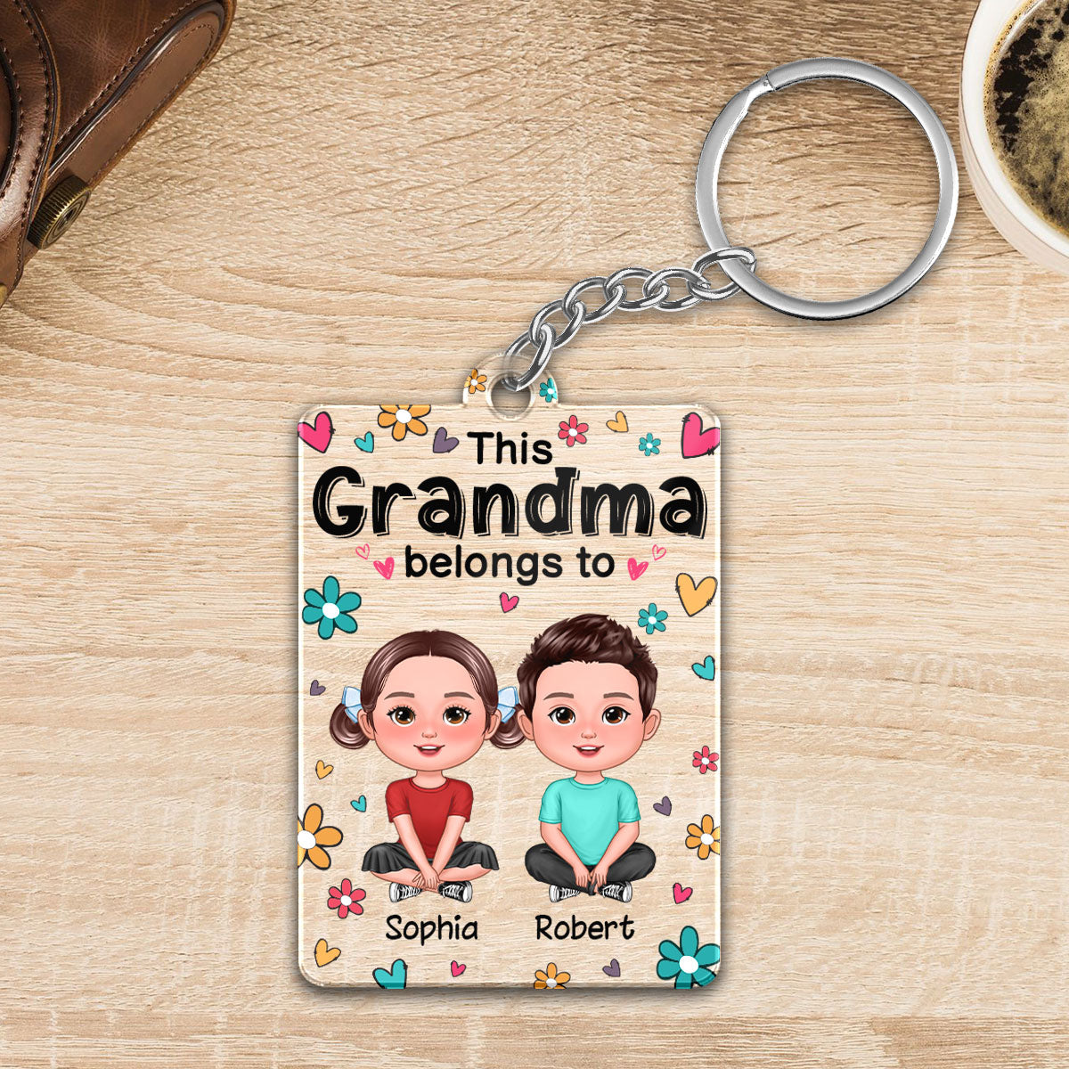 This Mom Grandma Dad Grandpa Belongs To Cute Doll Kids Personalized Acrylic Keychain