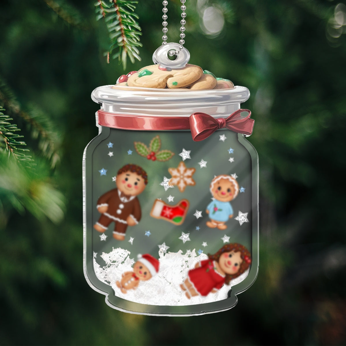 Gingerbread Cookies Jar Personalized Shaker Ornament, Family Christmas Gift