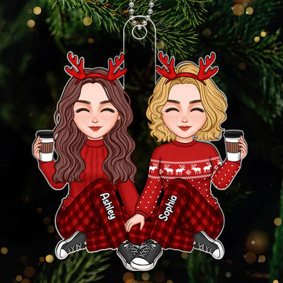 Cute Besties Sisters Christmas Gift Personalized Acrylic Ornament