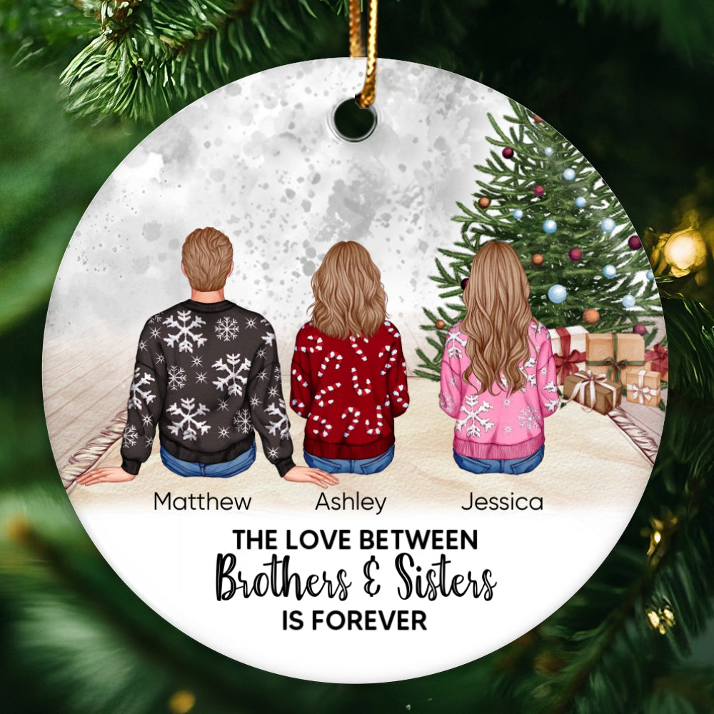 Personalized Siblings Christmas Tree Cozy Inside Ornament, Personalized Brothers and Sisters Ornament, Siblings Gift