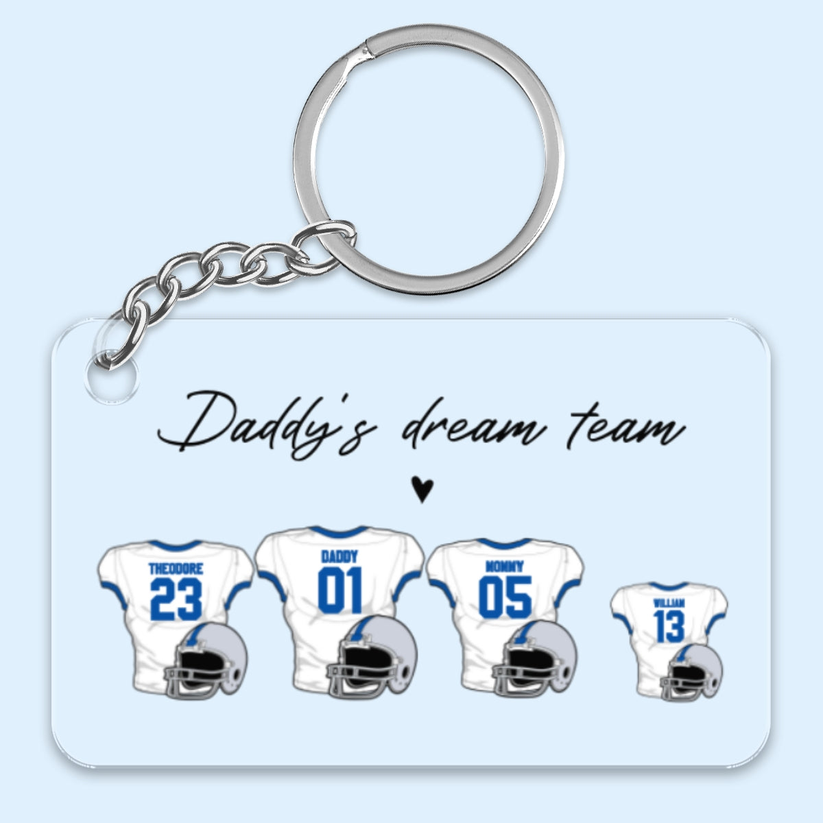 Daddy‘s Dream Team American Football Personalized Acrylic Keychain