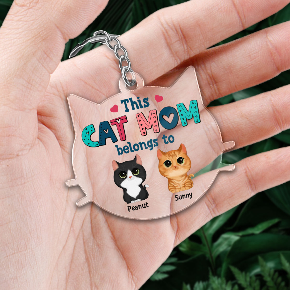 This Cat Mom Belongs To Watercolor Cute Cat Cat Head Shaped Personalized Acrylic Keychain