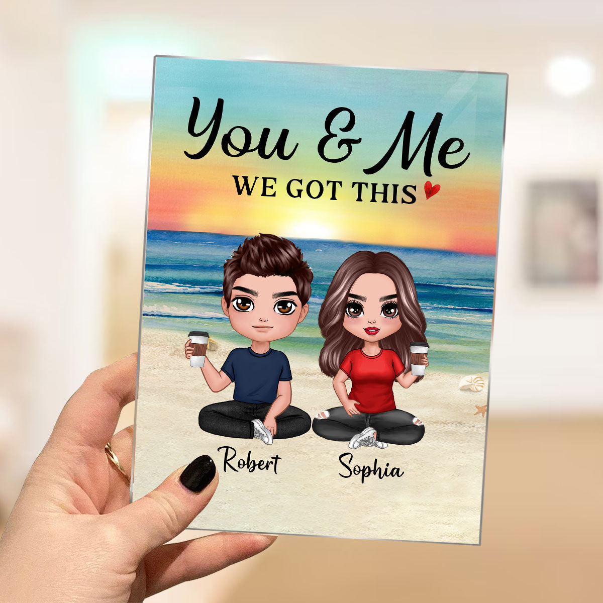 Doll Couple Sitting Gift For Him Gift For Her Personalized Acrylic Plaque