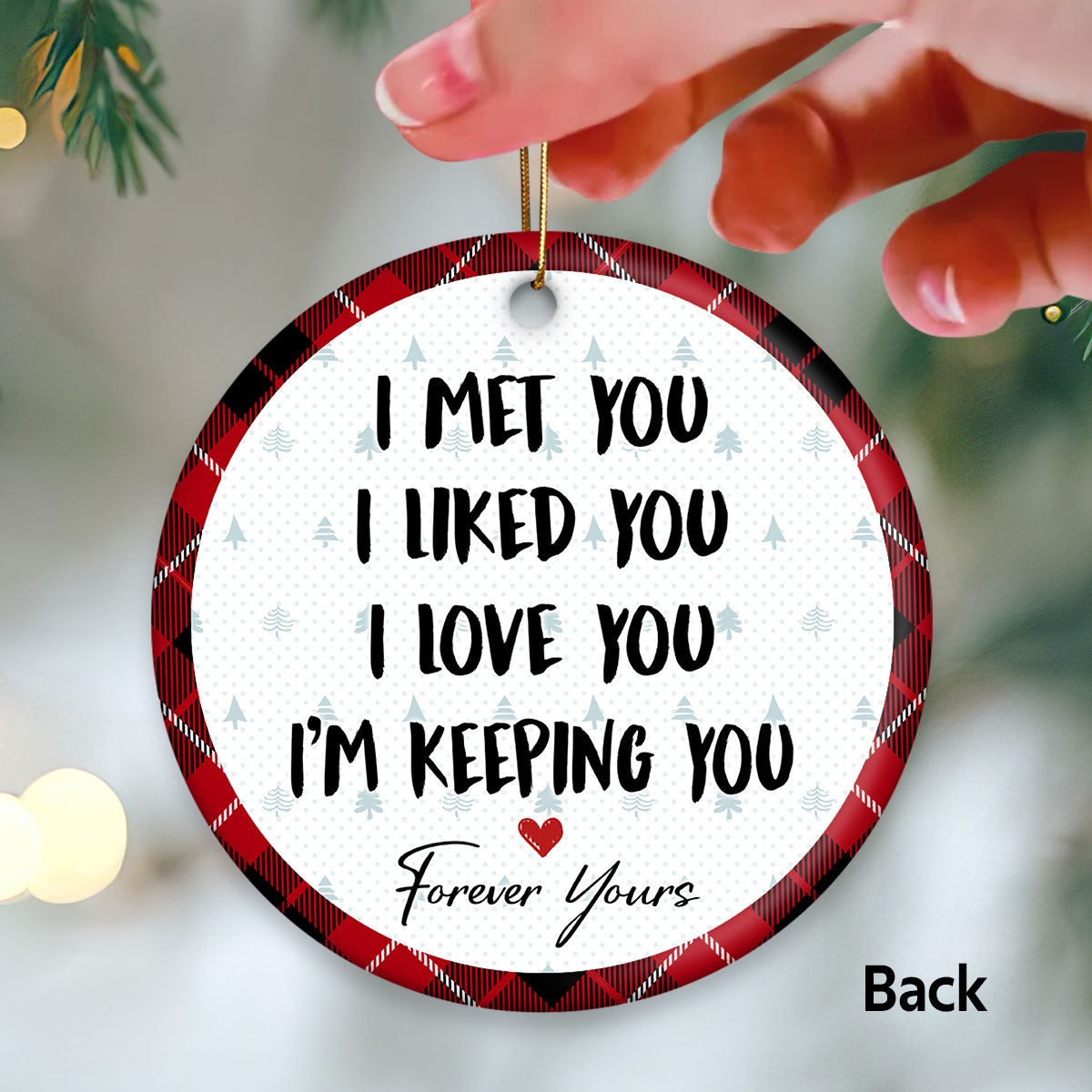 Doll Couple Kissing Christmas Gift For Him For Her Personalized Double Sided Circle Ornament