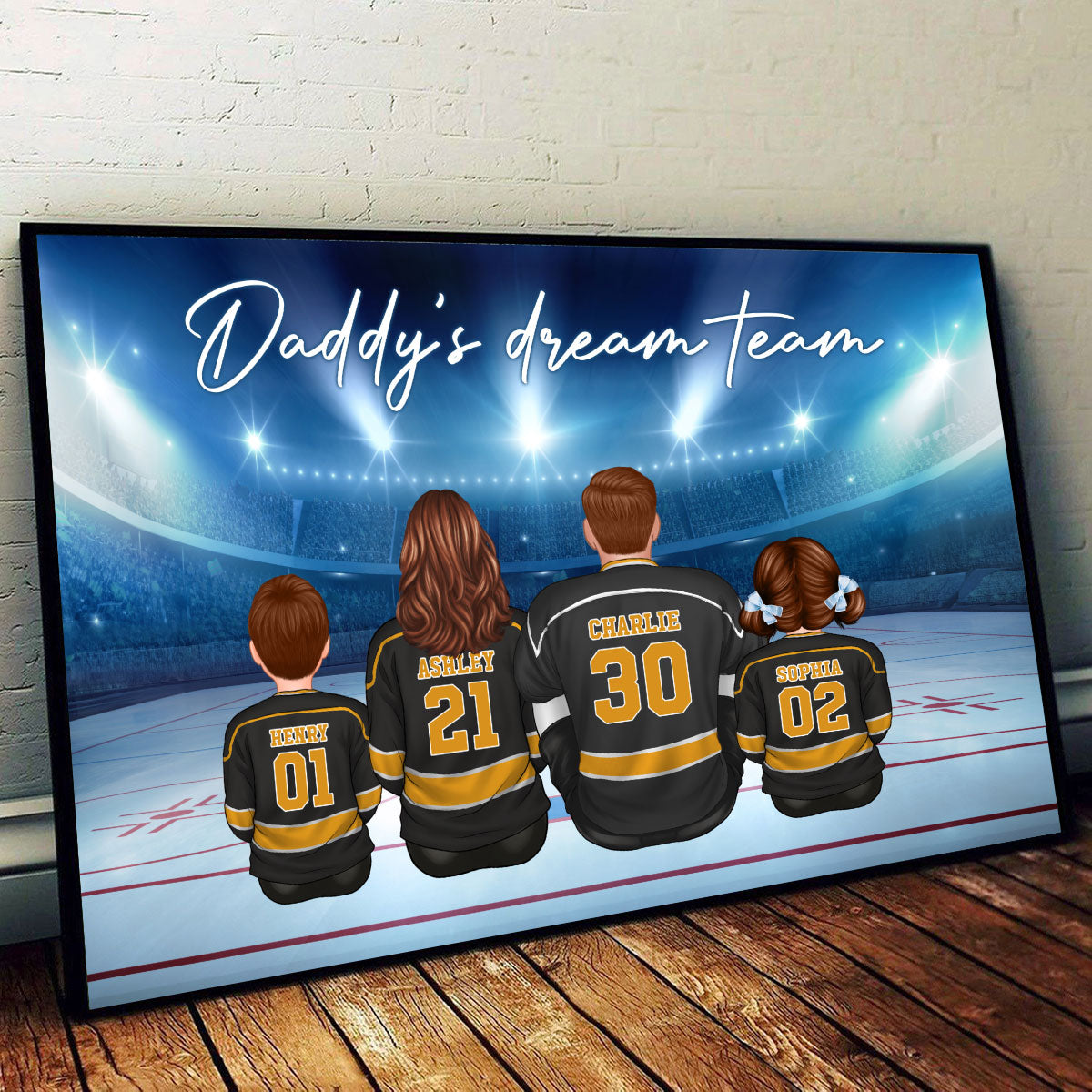 Hockey Team Personalized Poster Custom Gift for Dad Grandpa Husband and Family Home Decor