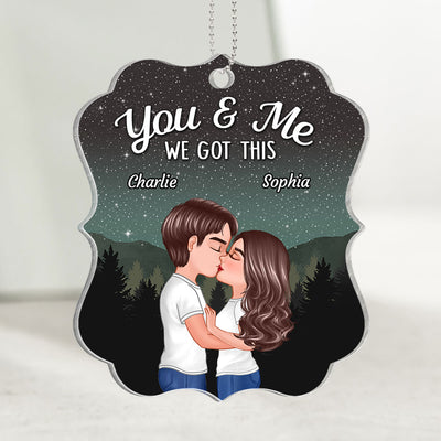 Couple Kissing Under Stars Sky Forest Personalized Acrylic Ornament