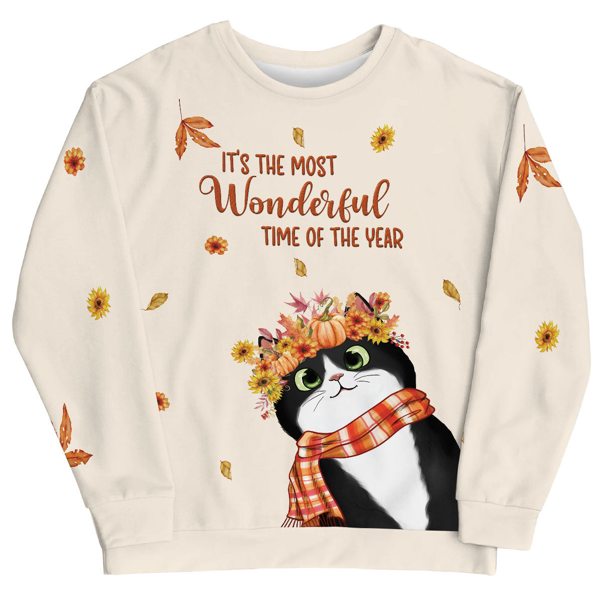 Hello Fall Cute Peeking Cats Fall Season Personalized Sweatshirt, Purrfect Gift for Cat Lover