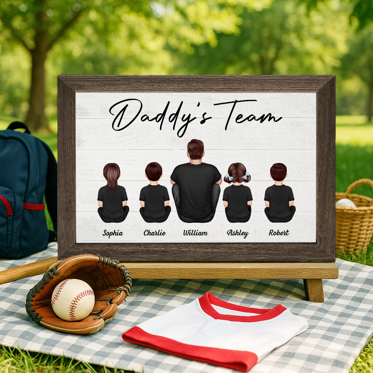 Daddy's Team Personalized Wrapped Canvas, Gift For Dad