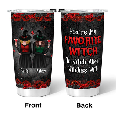 Roses Halloween Front View Besties Witches Gift For Best Friends Personalized Tumbler