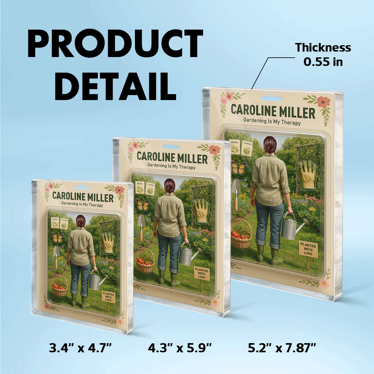 Gardening Mom Grandma Realistic Figure Style Personalized Acrylic Block Plaque