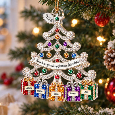 Jewelry Friendship Christmas Tree 2D Flat - Personalized Acrylic Ornament – Custom Name Keepsake Christmas Gift for Friends