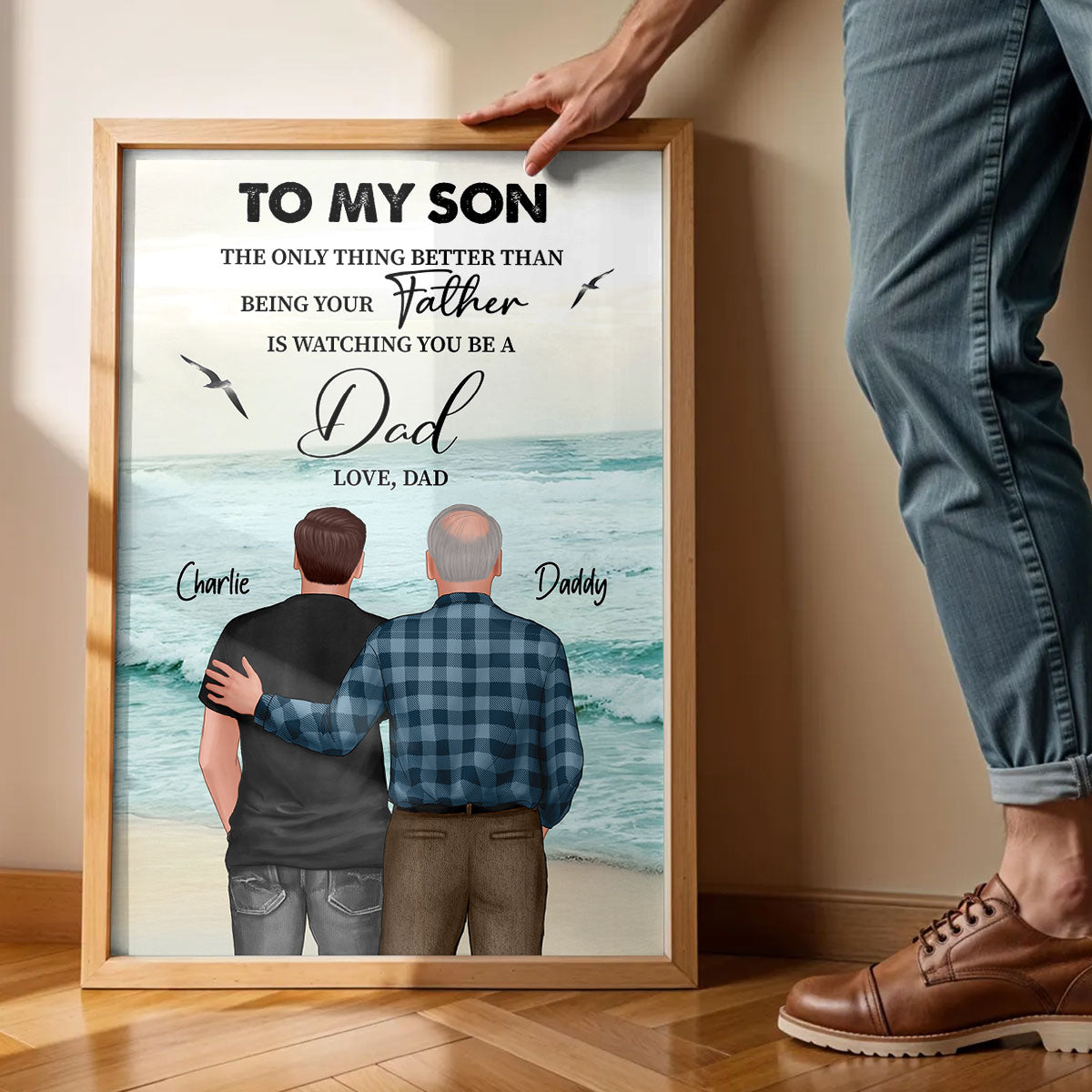 Beach Landscape To My Son From Dad Mom Personalized Poster, Father's Day gift