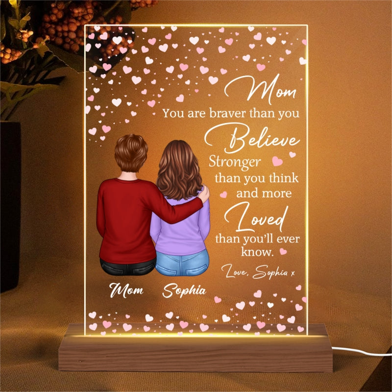 Loved More Than You‘ll Ever Know Daughter to Mother Gift Personalized Rectangle Acrylic Plaque LED Night Light