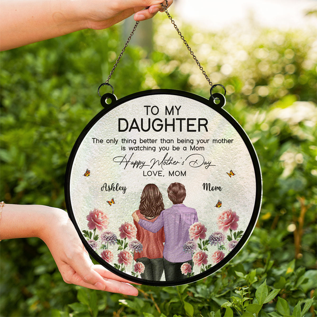 To My Daughter From Mom Happy Mother's Day Birth Flower Personalized Suncatcher, Gift For Daughter