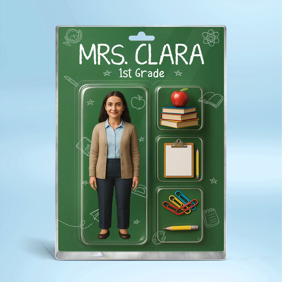 Teacher Custom Face Figure Personalized Rectangle Acrylic Block Plaque, Teacher Appreciation Gift